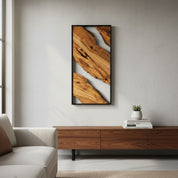Olive Wood Waves | Metal and Olive Wood Wall Art OliveWoodMossArt