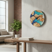Ocean Fusion | Resin & Olive Wood Wall Clock