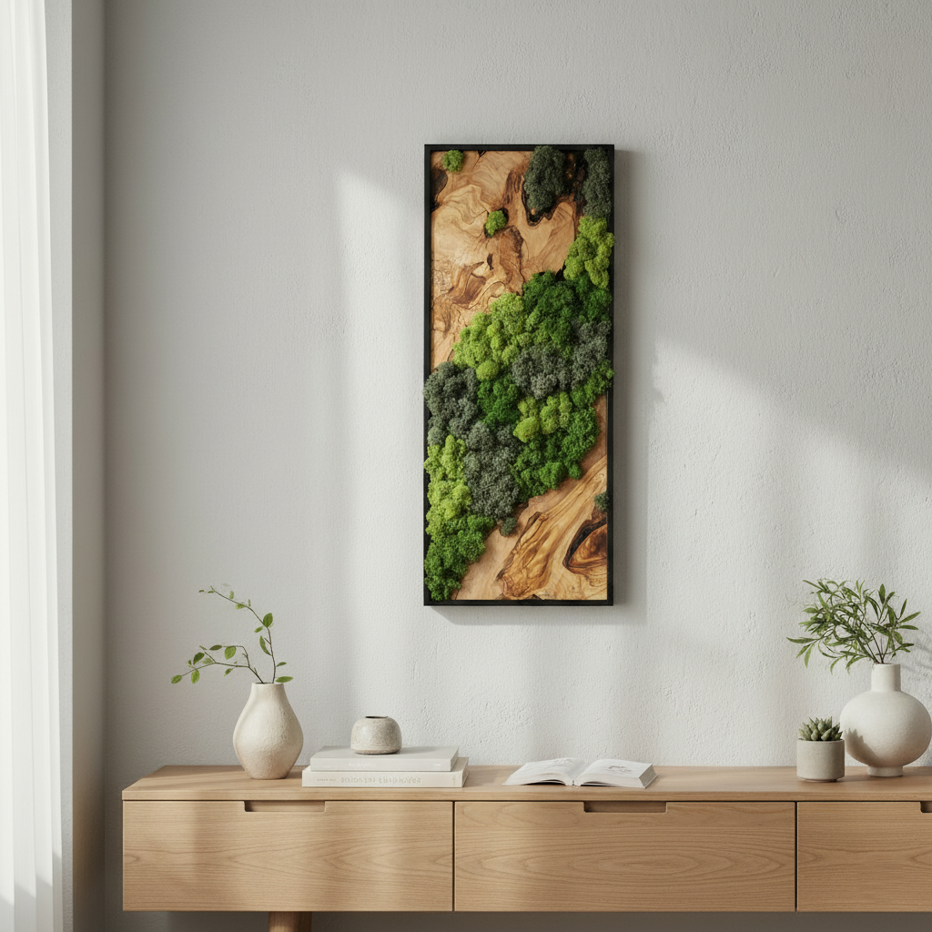 Nature Fusion | Olive Wood and Pereserved Moss Wall Decor