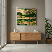 Green Horizon | Olive Wood and Pereserved Moss Wall Decor