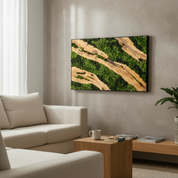 Verdant Waves | Olive Wood and Pereserved Moss Wall Decor