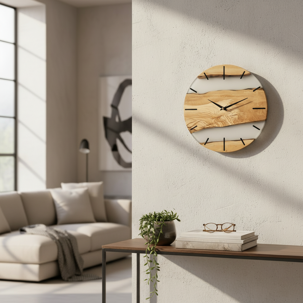 Silent Nature | Resin & Olive Wood Wall Clock