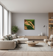 Moss and Olive Wood Wall Art | Metal Frame Moss Wall Decor
