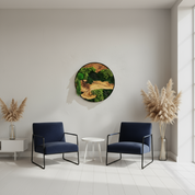Moss and Olive Wood Wall Art in Metal Frame