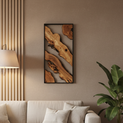 Olive Essence Panel | Metal and Live Edge Olive Wood Wall Art