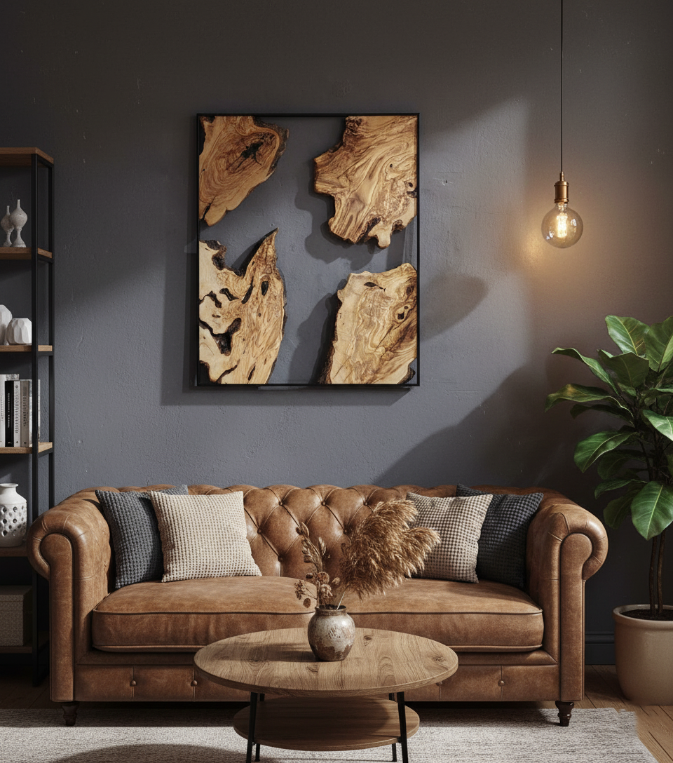 Nature Mosaic | Metal and Olive Wood Wall Art