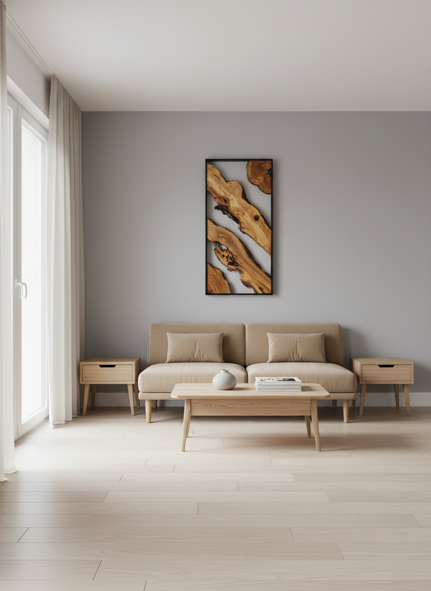 Metal and Olive Wood Wall Art | Live Edge Rustic Farmhouse Wall Decor