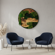 Moss and Olive Wood Wall Art in Metal Frame