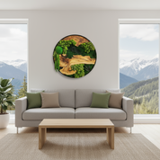 Moss and Olive Wood Wall Art in Metal Frame