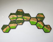 Hexagon Moss Wall Art | Olive Wood & Preserved Moss Design