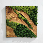 Custom Made Moss and Olive Wood Wall Art, Metal Frame Moss Wall Decor, Olive Wood and Moss Wall Art- Preserved Stabilized Moss Wall Decor BlackSeaResinWorks