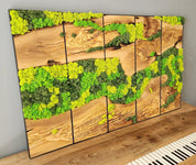 Moss Wall Decor, Custom Made Moss and Olive Wood Wall Art, Metal Frame, Olive Wood and Moss Wall Art- Preserved Stabilized Moss Wall Decor Artdesigna®