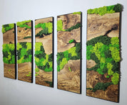 Moss Wall Decor, Custom Made Moss and Olive Wood Wall Art, Metal Frame, Olive Wood and Moss Wall Art- Preserved Stabilized Moss Wall Decor Artdesigna®