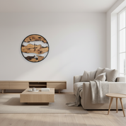 Olive Wood and Metal Wall Clock | Unique Rustic Home Decor
