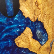 Blue Serenity | Resin & Olive Wood Wall Clock