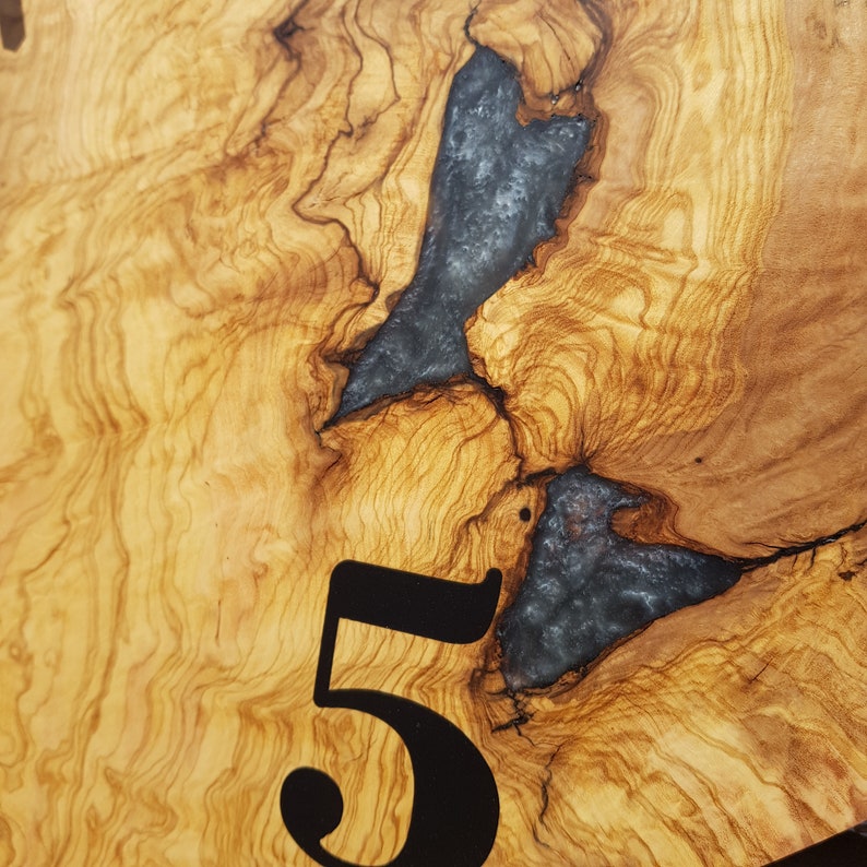 Blue Serenity | Resin & Olive Wood Wall Clock