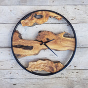 Custom Made Metal & Olive Wood Wall Clock, Wooden Wall Clock, Rustic Wall Clock, Unique Gift, Metal Clock, Home Gift, Housewarming gift BlackSeaResinWorks
