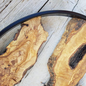 Custom Made Metal & Olive Wood Wall Clock, Wooden Wall Clock, Rustic Wall Clock, Unique Gift, Metal Clock, Home Gift, Housewarming gift BlackSeaResinWorks