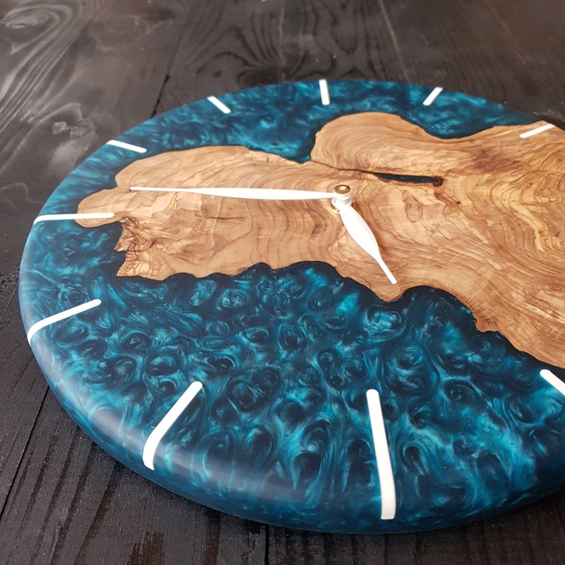 Deep Ocean | Resin & Olive Wood Wall Clock