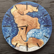 Custom Made Resin & Olive Wood Wall Clock, Made to order Epoxy and Olive Wood Wall Clock, Home gift, Live Edge Rustic Olive Wood Wall Clock BlackSeaResinWorks