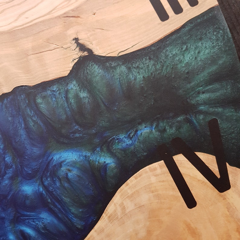 Mystic Rivers | Resin & Olive Wood Wall Clock