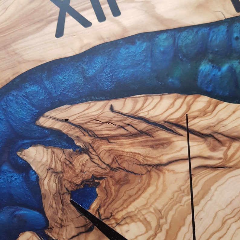 Mystic Rivers | Resin & Olive Wood Wall Clock