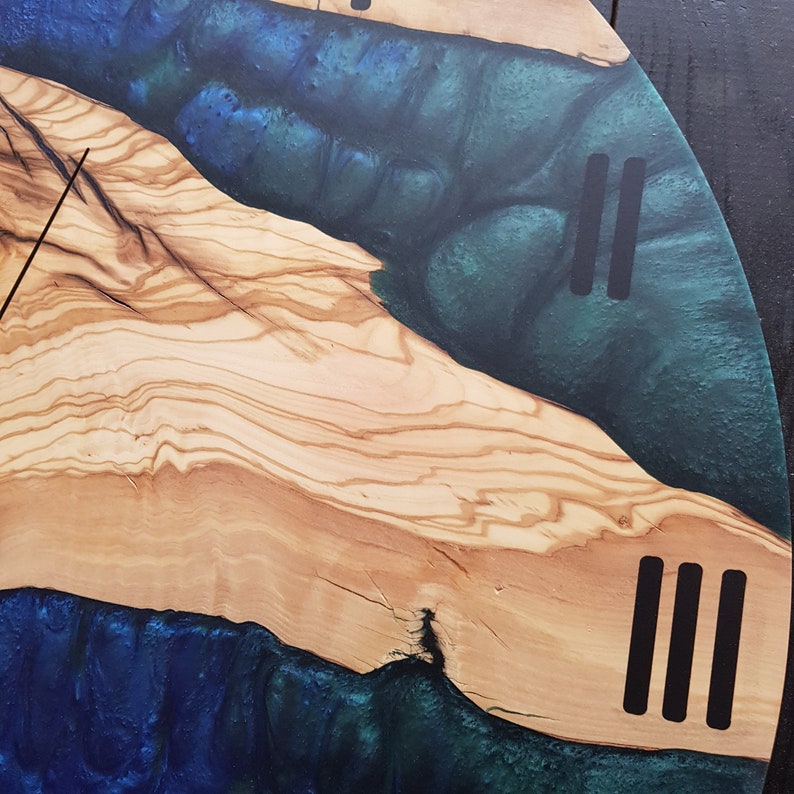 Mystic Rivers | Resin & Olive Wood Wall Clock