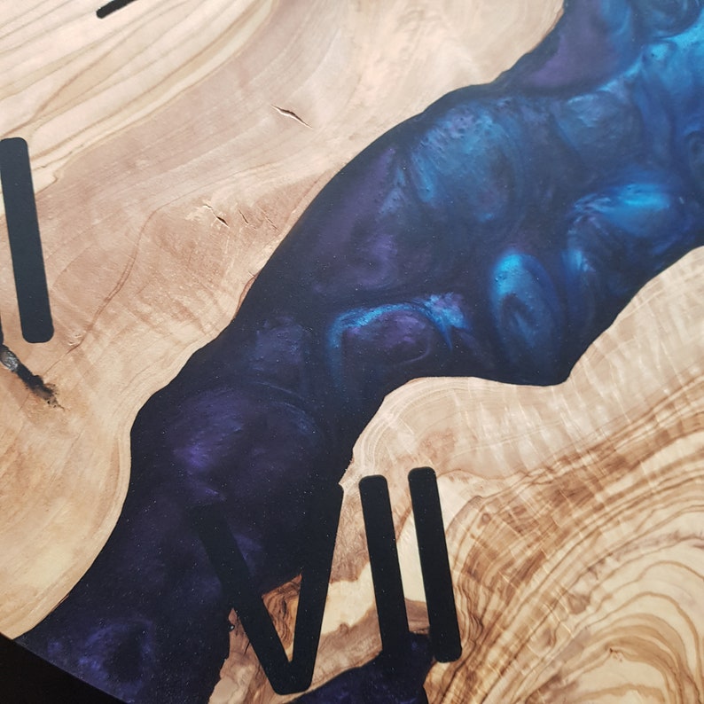 Mystic Rivers | Resin & Olive Wood Wall Clock