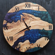 Mystic Rivers | Resin & Olive Wood Wall Clock