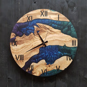 Mystic Rivers | Resin & Olive Wood Wall Clock