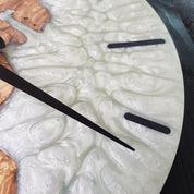 White Essence | Resin & Olive Wood Wall Clock
