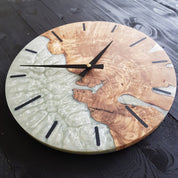White Essence | Resin & Olive Wood Wall Clock