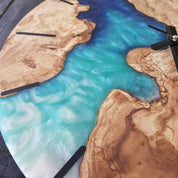 Ocean Fusion | Resin & Olive Wood Wall Clock