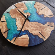 Ocean Fusion | Resin & Olive Wood Wall Clock