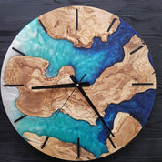 Ocean Fusion | Resin & Olive Wood Wall Clock