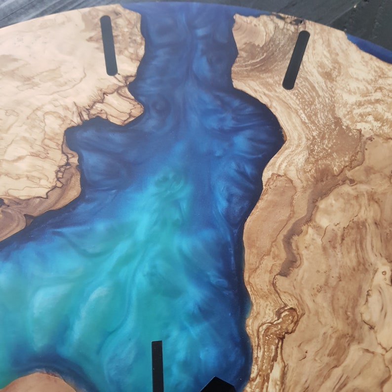 Ocean Fusion | Resin & Olive Wood Wall Clock