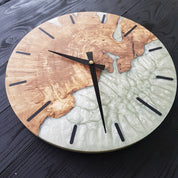 White Essence | Resin & Olive Wood Wall Clock