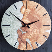 White Essence | Resin & Olive Wood Wall Clock