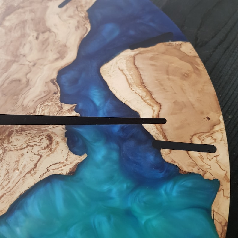 Ocean Fusion | Resin & Olive Wood Wall Clock
