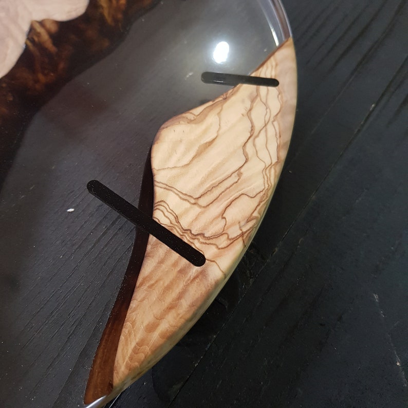 Transparent Earth | Resin & Olive Wood Wall Clock