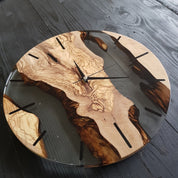 Transparent Earth | Resin & Olive Wood Wall Clock