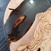 Transparent Earth | Resin & Olive Wood Wall Clock