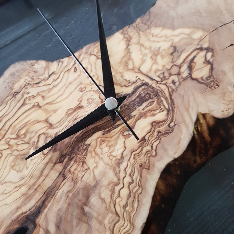 Transparent Earth | Resin & Olive Wood Wall Clock