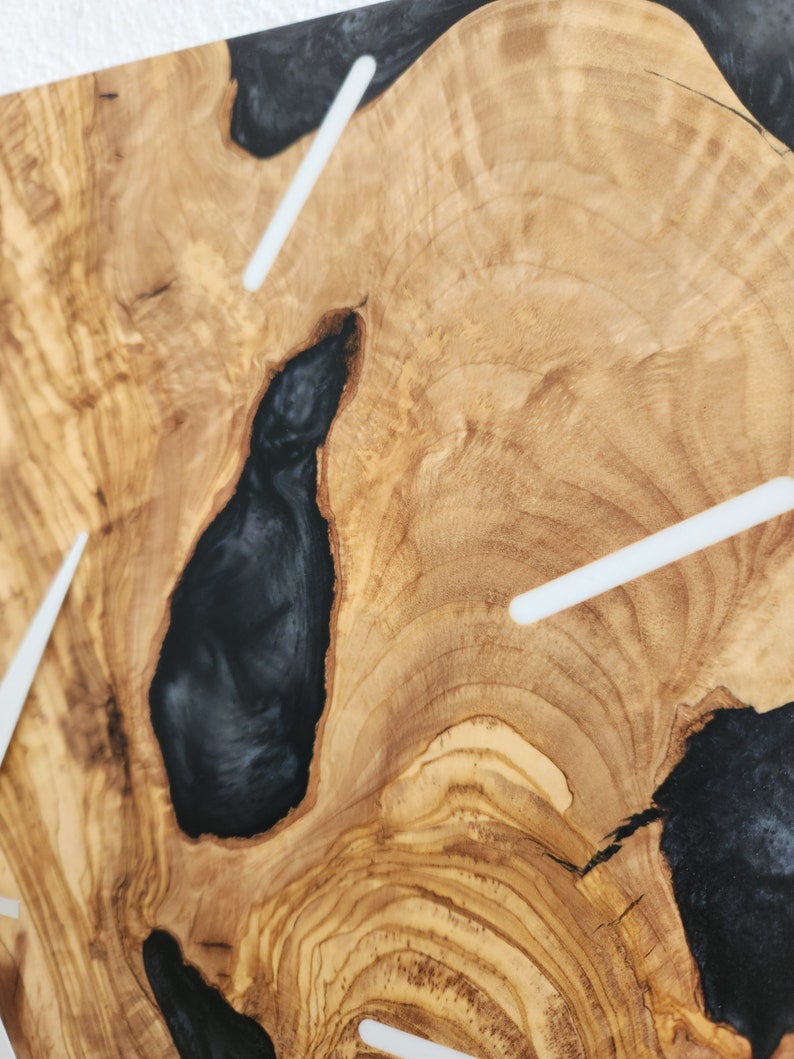 Dark Nature | Resin & Olive Wood Wall Clock