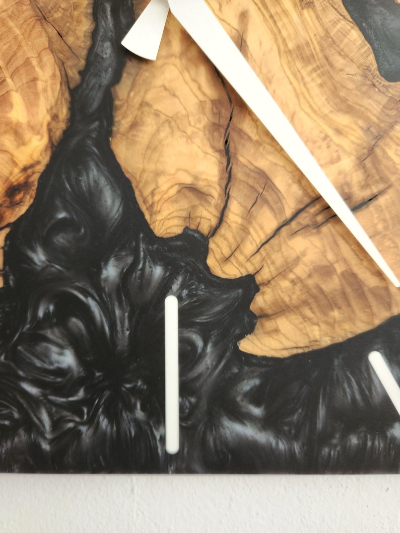 Dark Nature | Resin & Olive Wood Wall Clock