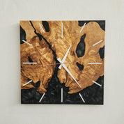 Dark Nature | Resin & Olive Wood Wall Clock