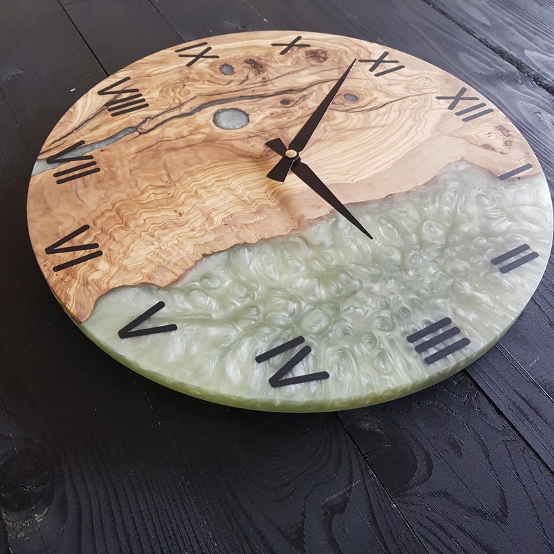Forest Pearl | Resin & Olive Wood Wall Clock