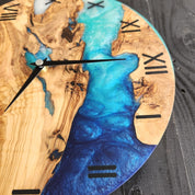 Sea Harmony | Resin & Olive Wood Wall Clock