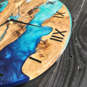 Sea Harmony | Resin & Olive Wood Wall Clock