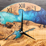 Sea Harmony | Resin & Olive Wood Wall Clock